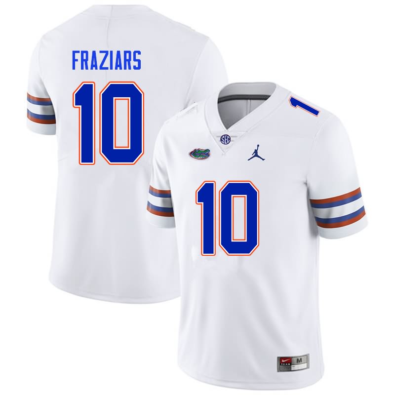 Men's NCAA Florida Gators Ja'Quavion Fraziars #10 Stitched Authentic Nike White College Football Jersey KBN5165VX